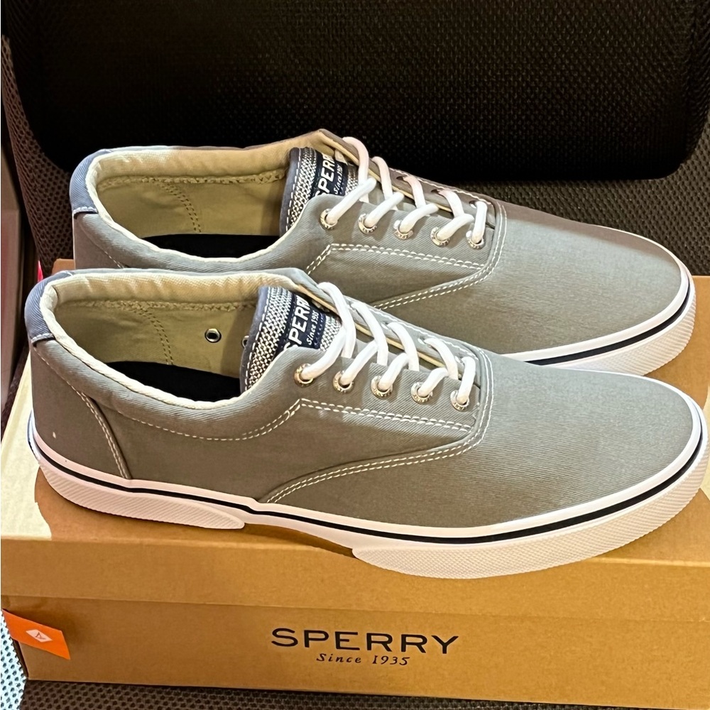 Sperry Mens Halyard LL SW Ash Grey Sneakers, 14 M, New in Box